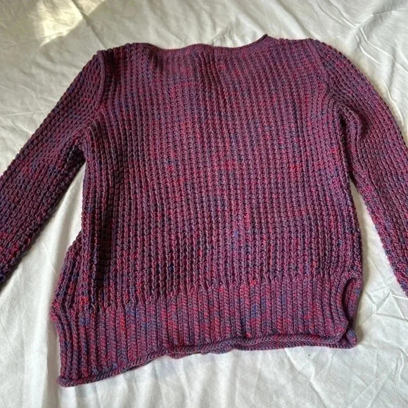 ARITZIA WILFRED FREE Blue Red Rib Knit Zip Up Cardigan Sweater Tassel Size S - Picture 6 of 6